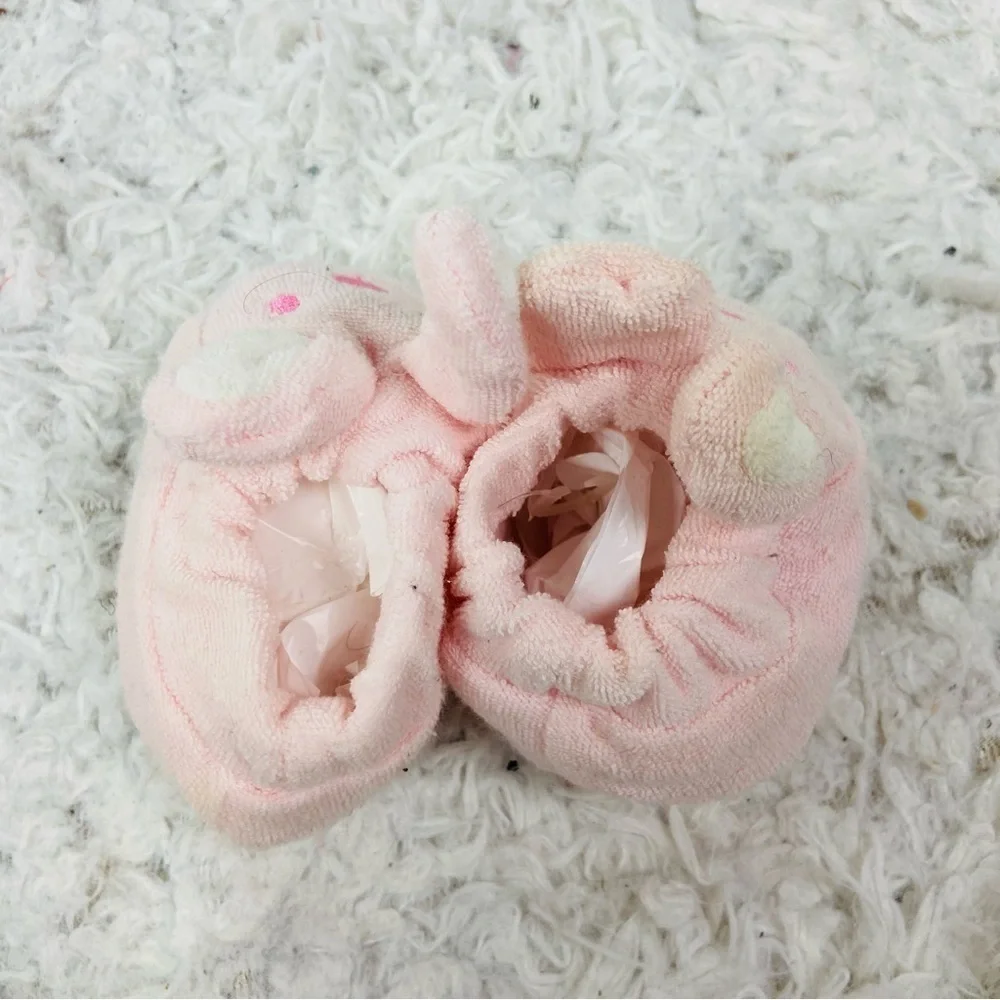 Unbranded Adorable Pink Bunny Baby terry cloth Booties size 0-6 months